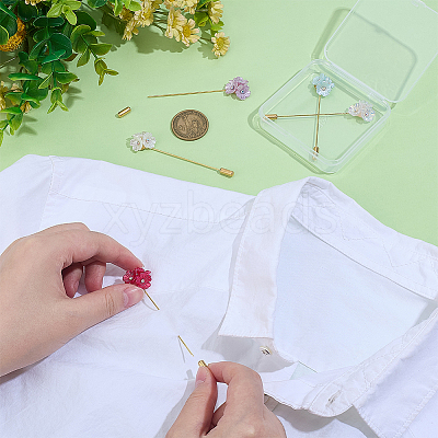 5Pcs Forget-me-not Alloy Lapel Pins JEWB-PH01277-1