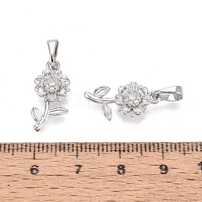 Brass Micro Pave Clear Cubic Zirconia Pendants KK-Q073-02P-1
