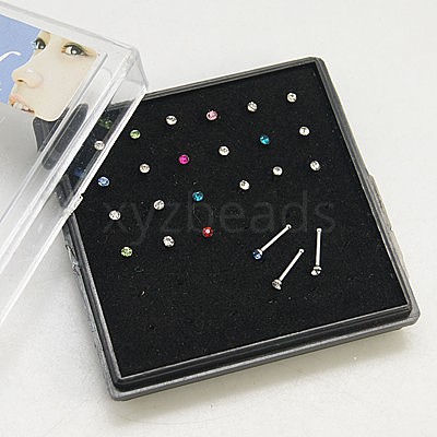 Stainless Steel Nose Studs Nose Piercing Jewelry X-AJEW-D006-3A-1