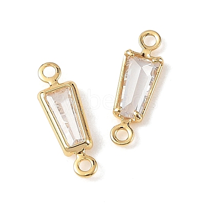 SHEGRACE Brass Pave Cubic Zirconia Trapezoid Connector Charms XGRQ2O049-444A-G-1