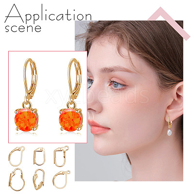 48Pcs 6 Styles Brass Leverback Earring Findings KK-AR0003-59G-1