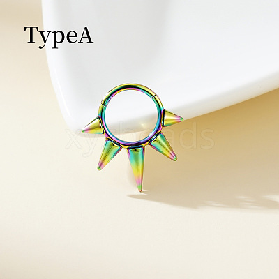 316 Surgical Stainless Steel Spike Hoop Nose Rings WG34C30-34-1