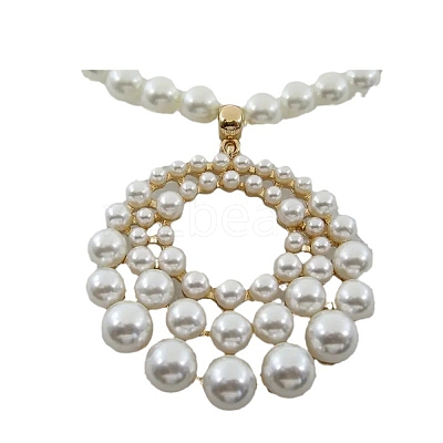 Plastic Imitation Pearl Beaded Stud Earrings & Necklaces Sets for Women FS-WGDB8BB-01-1
