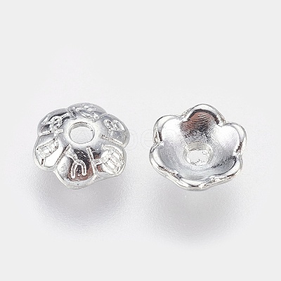 6-Petal Tibetan Style Alloy Flower Bead Caps TIBE-S220-P-RS-1