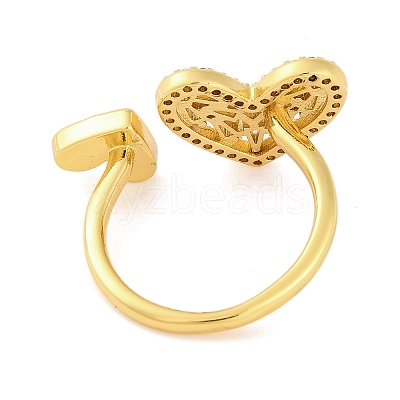 Brass Micro Pave Clear Cubic Zirconia Open Cuff Rings RJEW-U009-04C-G-1