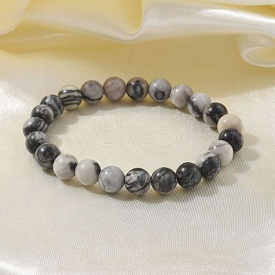 Natural Netstone Bead Stretch Bracelets BJEW-K212-B-021-1