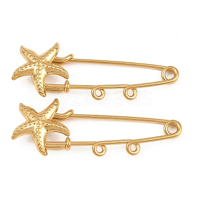 Starfish 304 Stainless Steel Safety Pins Brooch Findings SA-CBA098D-16I-G02-1