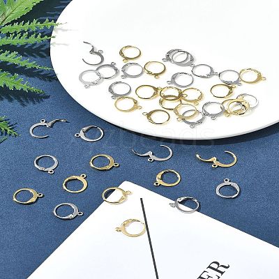40Pcs 2 Colors 304 Stainless Steel Leverback Earring Findings STAS-FS0001-72-1