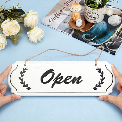 Closed & Open Sign Natural Wood Door Hanging Decoration for Front Door Decoration HJEW-CN0001-02-1
