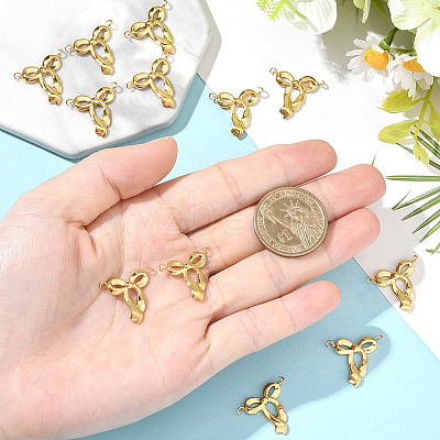 12Pcs 304 Stainless Steel Bowknot Connector Charms STAS-BBC0006-98-1