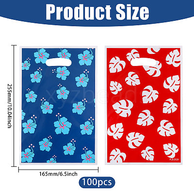 10Pcs Printed Leaf Platic Gift Storage Bags with Die Cut Hole Handles ABAG-WH0048-65-1