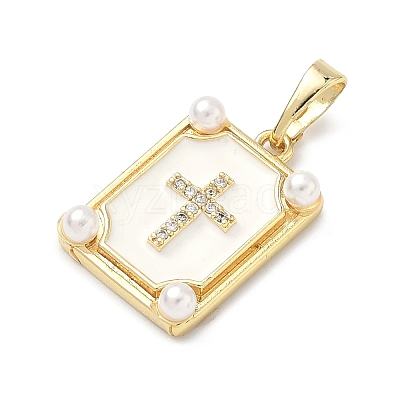 Brass Micro Pave Cubic Zirconia Pendants KK-H255-07G-01-1