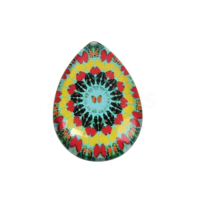 Mosaic Printed Glass Cabochons X-GGLA-N002-18x25-G-1