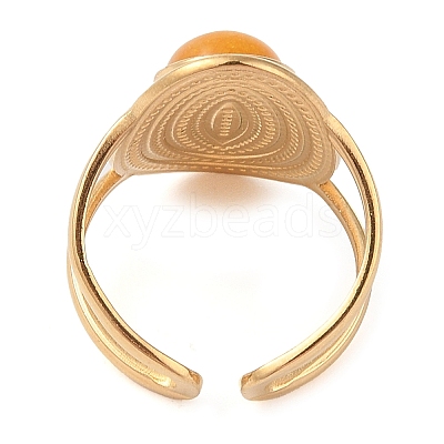 Oval Natural Agate Finger Rings RJEW-Z057-14G-05-1