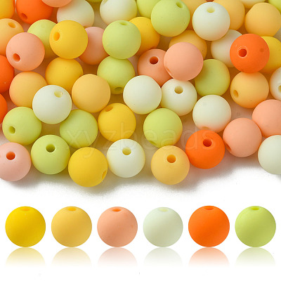 70Pcs Rubberized Style Acrylic Beads MACR-FS0001-71D-1