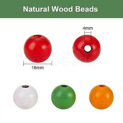 200Pcs 4 Colors Painted Natural Wood Beads WOOD-SZ0001-06-1