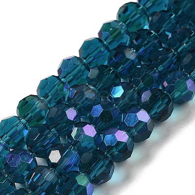 Electroplate Transparent Glass Beads Strands X-EGLA-A035-T6mm-L12-1