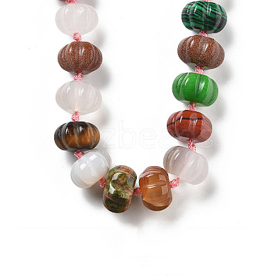Pumpkin Natural & Synthetic Gemstone Beaded Necklace G-P563-06-1