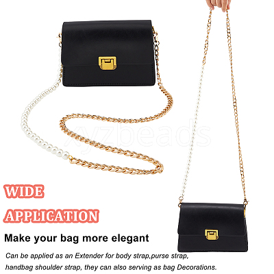 1Pc Plastic Imitation Pearl Beaded Bag Handles PURS-WR0006-92G-1