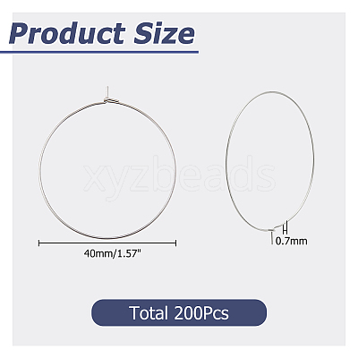 200pcs 316 Surgical Stainless Steel Hoop Earring Findings STAS-HS0001-26A-1