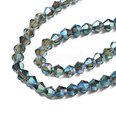 Electroplate Transparent Glass Beads Strands EGLA-Q026-016-1