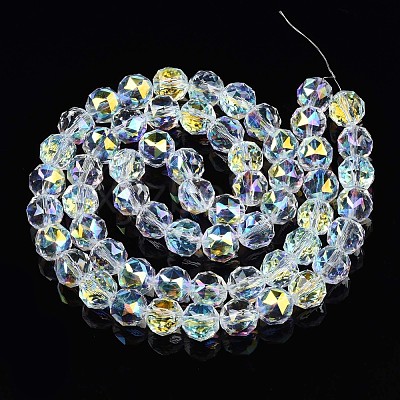 Electroplate Transparent Glass Beads Strands EGLA-N002-18B-B01-1