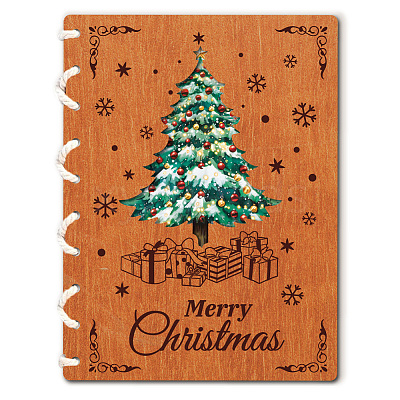 Wooden Commemorative Cards Book WOOD-WH0045-06-1