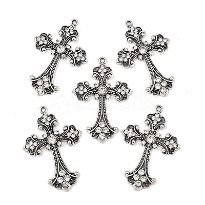 Alloy Rhinestone Cross Big Gothic Pendants ALRI-1475-NR-1
