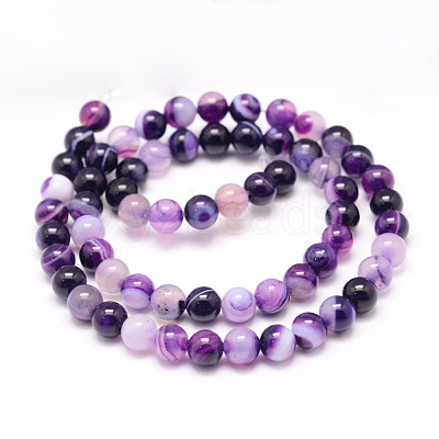 Natural Striped Agate/Banded Agate Bead Strands X-G-K155-A-6mm-11-1