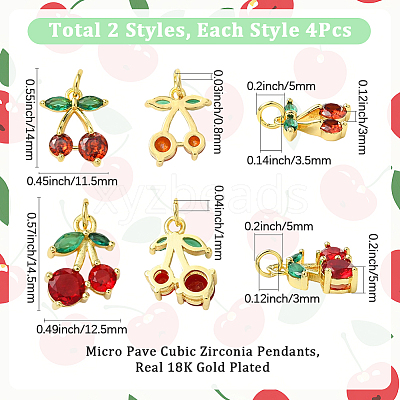 8Pcs 2 Styles Brass Charms KK-SC0006-89-1