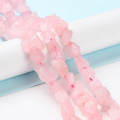 Raw Rough Natural Rose Quartz Beads Strands G-B065-C01-1