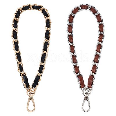 2Pcs 2 Color Alloy with PU Leather Bag Strap FIND-WR0002-20-1
