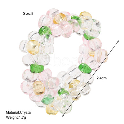 Glass Beaded Stretch Finger Rings for Women FS-WG76F8F-06-1