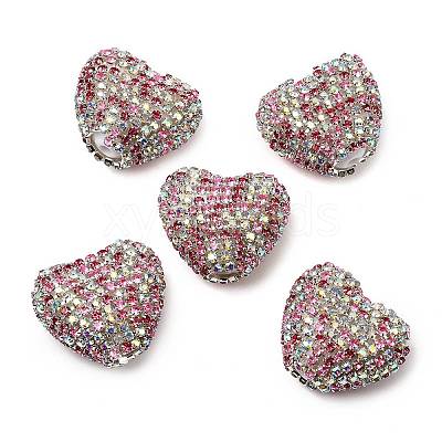 Sparkling Acrylic Heart Beads with Rhinestone Embellishment OACR-NH0001-02B-02-1