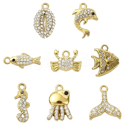 8Pcs 8 Styles 304 Stainless Steel Charms STAS-YW0003-33-1