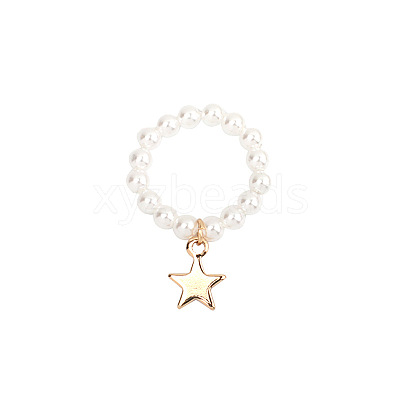 Plastic Imitation Pearl & Alloy Finger Rings FS-WG241E1-15-1