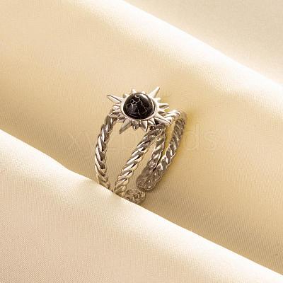 304 Stainless Steel Sun Cuff Rings DM8672-1-1