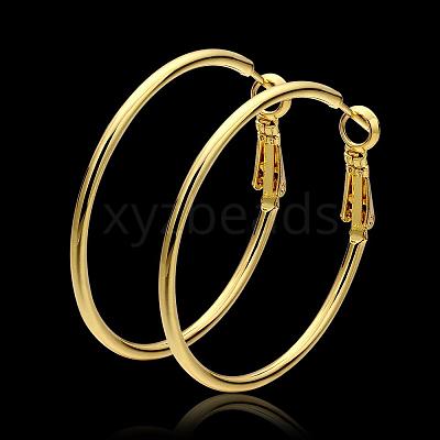 Women Big Earrings Real 18K Gold Plated Eco-Friendly Tin Alloy Big Hoop Earrings EJEW-BB09627-G-1