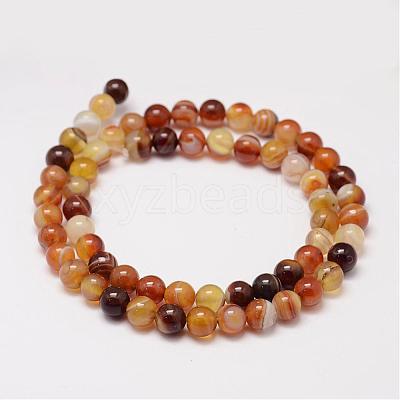 Natural Striped Agate/Banded Agate Bead Strands G-K155-A-6mm-07-1