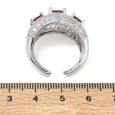 Brass Micro Pave Cubic Zirconia Cuff Open Rings for Women RJEW-L343-13P-06-1