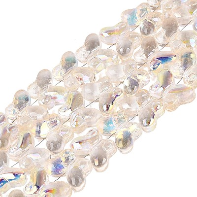 Baking Paint Electroplate Transparent Glass Beads Strands EGLA-Q136-03A-02-1