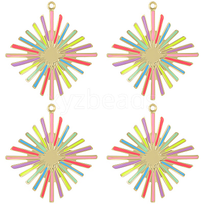 8Pcs Real 18K Gold Plated Rack Plating Eco-Friendly Brass Enamel Pendants KK-BBC0007-46-1