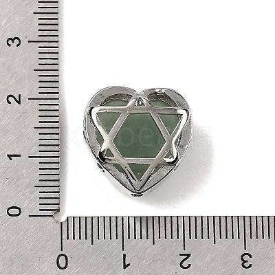 Brass Pave Natural Green Aventurine Heart Multi-Strand Links G-B149-13P-02-1