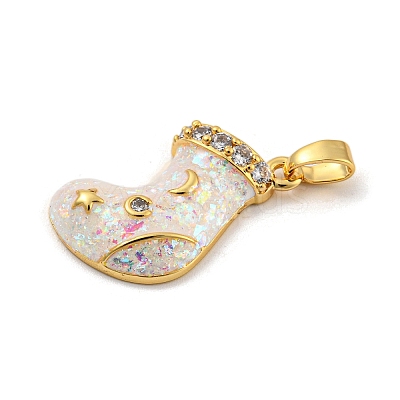 Christmas Brass Micro Pave Cubic Zirconia Pendants KK-H468-02C-01G-1