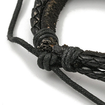 PU Imitation Leather Braided Cord Bracelets BJEW-G709-07B-AS-1