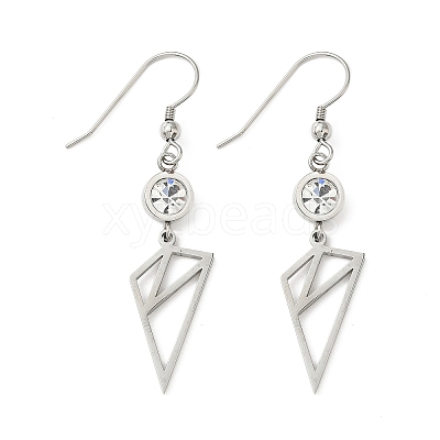 304 Stainless Steel Triangle Dangle Earrings Hand Polished EJEW-Z129-07P-1