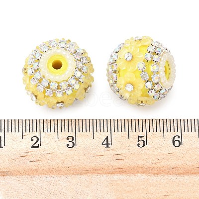 Bling Resin Rhinestone Flower Beads OACR-D310-01P-B-1