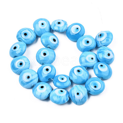 Handmade Evil Eye Lampwork Beads Strands LAMP-N029-009D-1