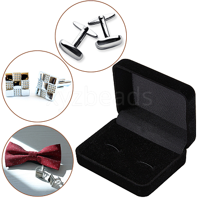 2Pcs Flocking Cufflinks Boxes CON-BBC0001-17-1