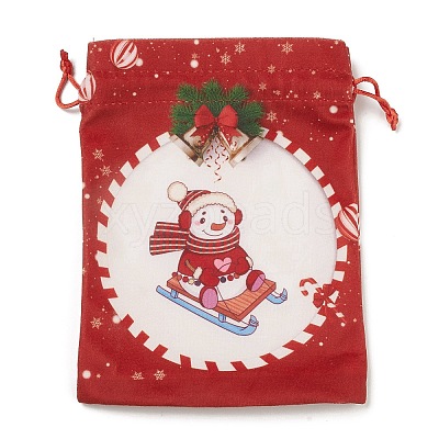 Christmas Theme Rectangle Cloth Bags with Jute Cord LS-ABAG-P008-01A-1